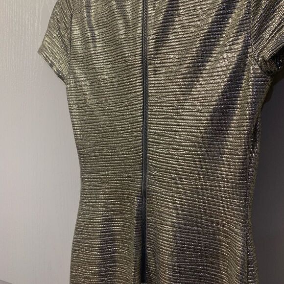 NWT Women’s Size 2💥Alice + Olivia💥Gold Luxe Metallic Finish Fitted Dress SEE - Picture 10 of 12